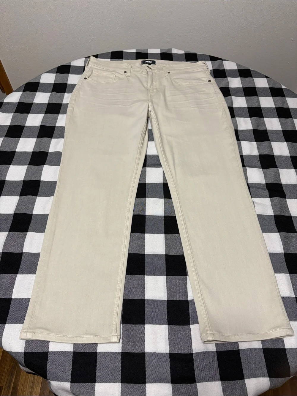 PAIGE Transcend Federal Straight Jean Biscotti Beige Men's 34 x 28.5 Stretch